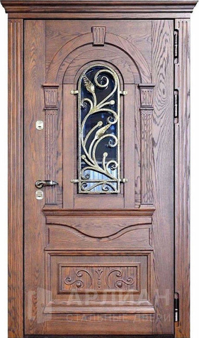 Фото «Входная дверь с ковкой и стеклом №414»