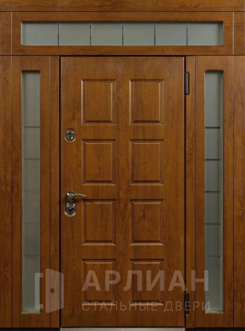 Фото «Двустворчатая остекленная дверь для загородного дома с фрамугой №24»